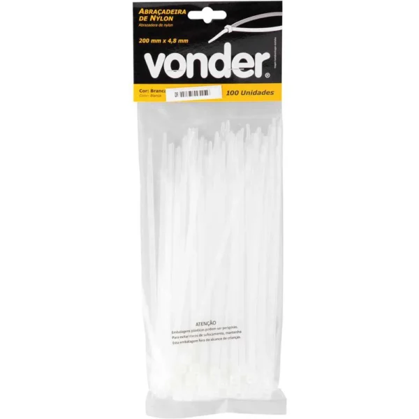 Abraçadeira de Nylon 4,8mm X 200mm 100un Branca - Vonder - Imagem 2