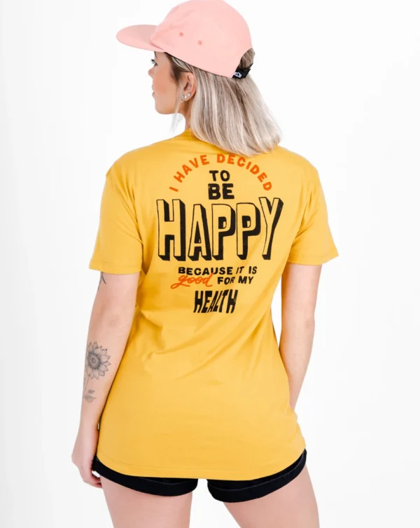 Camiseta "All Gender" Be Happy Amarelo Mango - Galapagos - Imagem 2
