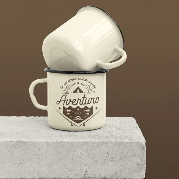 Caneca Esmaltada de Alumínio Branca - Guepardo - Imagem 4