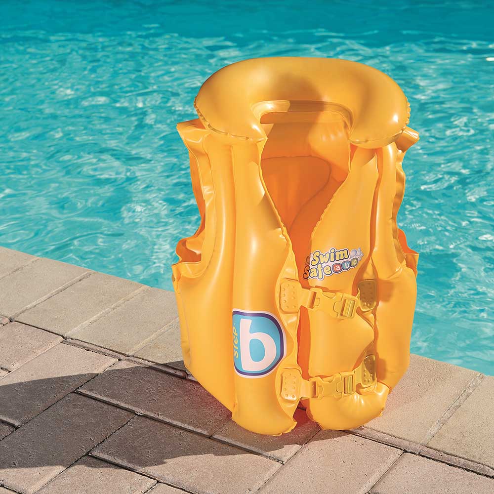 Colete Inflável Infantil Swim Safe ABC C/ Encosto Amarelo - Bestway - Imagem 6