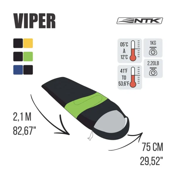 Saco de Dormir Viper  5°C à 12°C - NTK - Image 12